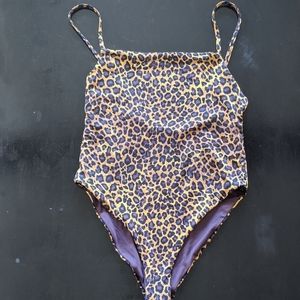 Cheetah print one-piece bathing suit